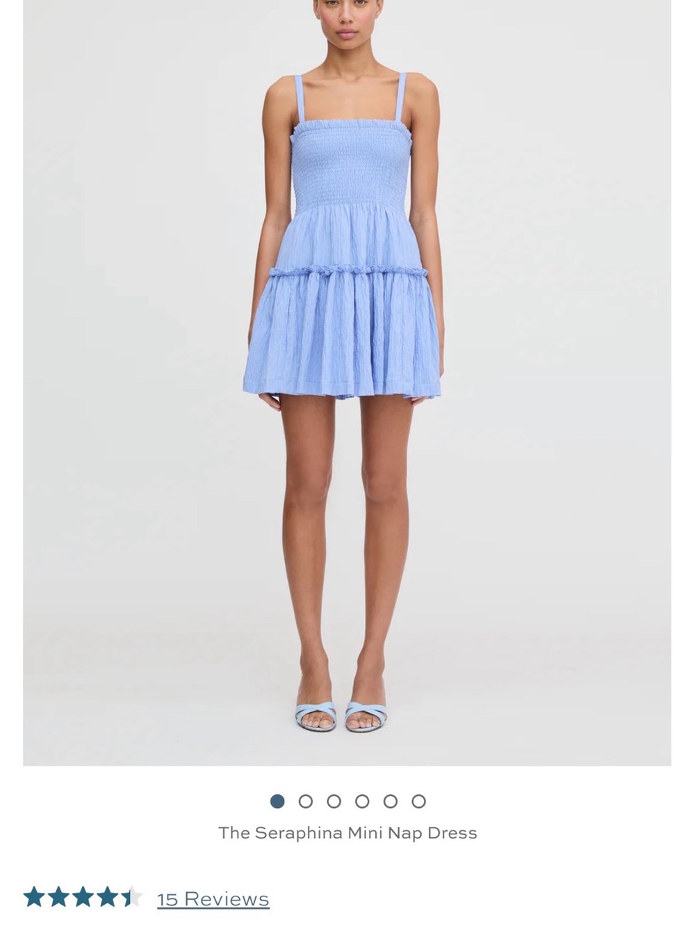 Smocked Tiered Mini Dress in Light Blue